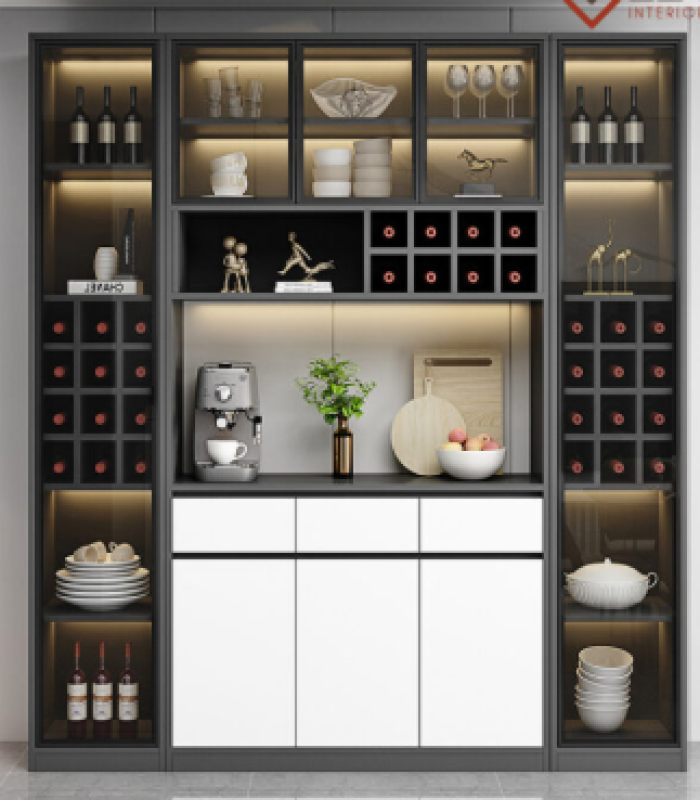 TỦ RƯỢU GỖ CÔNG NGHIỆP PHÒNG KHÁCH ĐẸP SANG TRỌNG 02