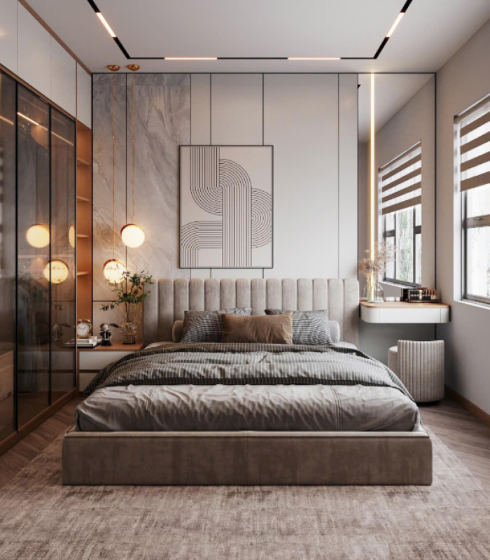 BỘ NỘI THẤT PHÒNG NGỦ ĐẸP GỖ CÔNG NGHIỆP 01